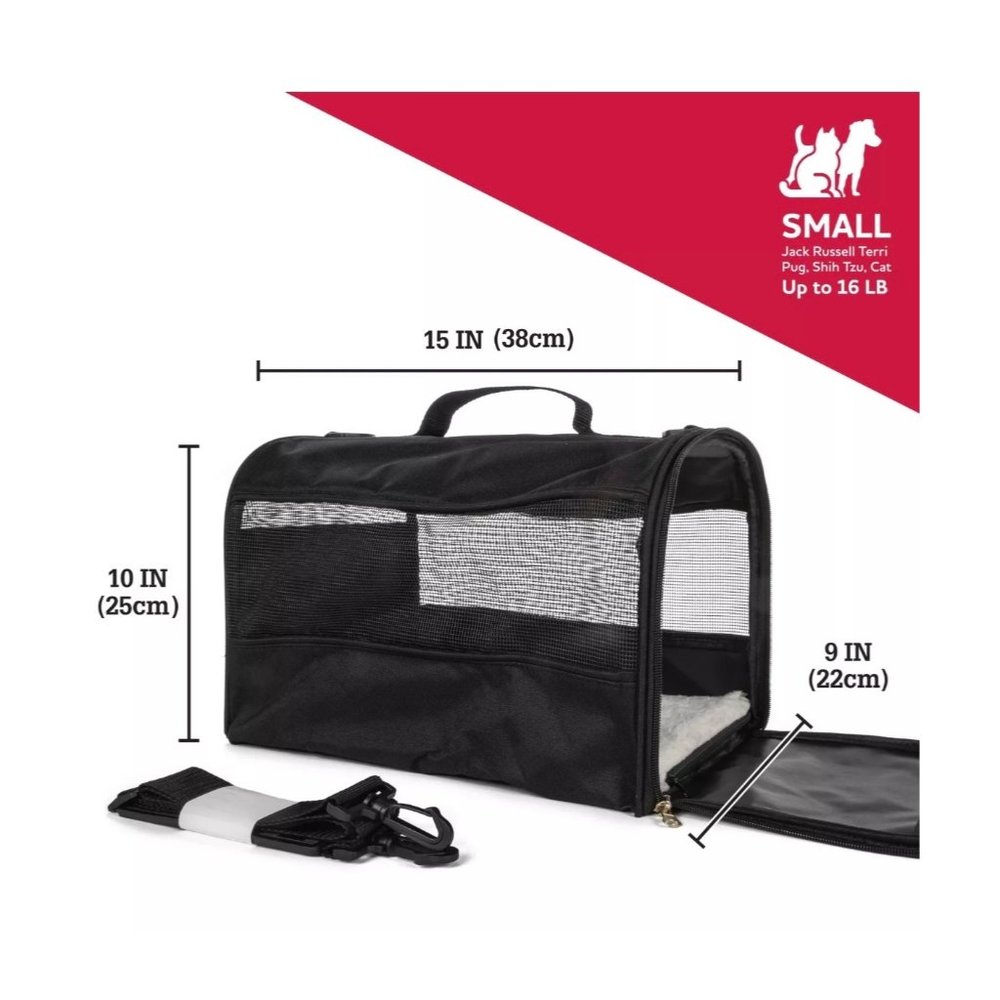 Vibrant Life Small Guaranteed on Board Soft-Sided Pet Carrier Black